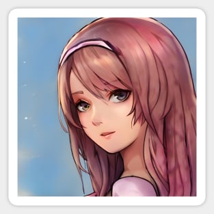 Light Brown Hair Anime Girl Sticker